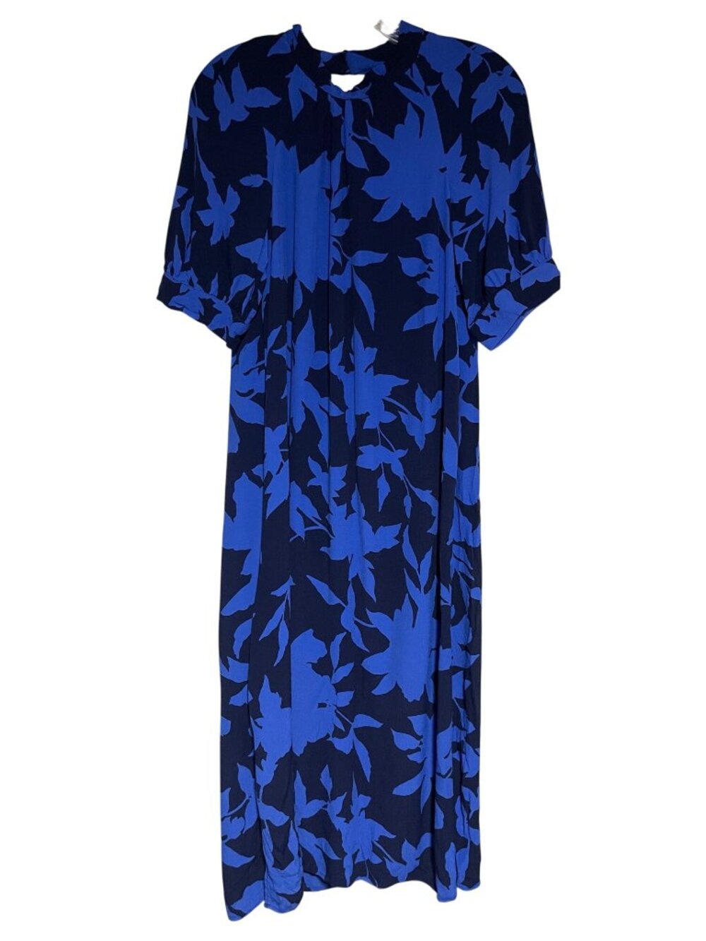 Anthropologie McKenzie Mock Neck Midi Dress Size XS Black Blue Floral